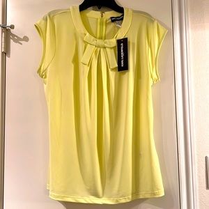 Karl Lagerfeld yellow top with tie infront